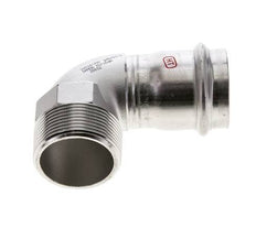 Racor a presión codo de 90 grados - 42 mm hembra y R 1-1/2'' macho - Acero inoxidable