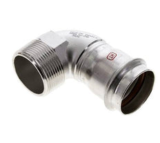 Racor a presión codo de 90 grados - 42 mm hembra y R 1-1/2'' macho - Acero inoxidable