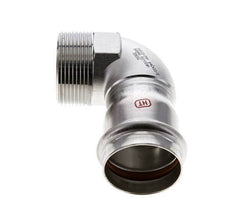 Racor a presión codo de 90 grados - 42 mm hembra y R 1-1/2'' macho - Acero inoxidable