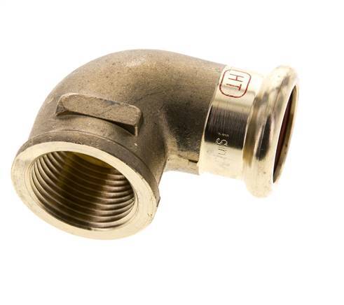 Racor a presión codo 90deg - 22mm Hembra & Rp 3/4'' Hembra - Aleación de cobre
