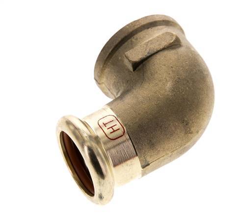 Racor a presión codo 90deg - 22mm Hembra & Rp 3/4'' Hembra - Aleación de cobre
