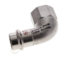 Racor a presión codo de 90 grados - 18 mm hembra y Rp 3/4'' hembra - Acero inoxidable