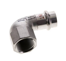 Racor a presión codo de 90 grados - 18 mm hembra y Rp 3/4'' hembra - Acero inoxidable