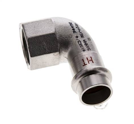 Racor a presión codo de 90 grados - 18 mm hembra y Rp 3/4'' hembra - Acero inoxidable