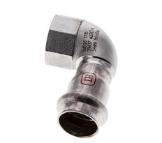 Racor a presión codo de 90 grados - 22 mm hembra y Rp 3/4'' hembra - Acero inoxidable
