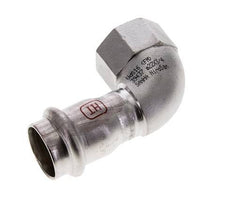 Racor a presión codo de 90 grados - 22 mm hembra y Rp 3/4'' hembra - Acero inoxidable