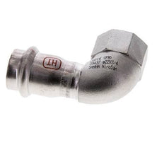 Racor a presión codo de 90 grados - 22 mm hembra y Rp 3/4'' hembra - Acero inoxidable