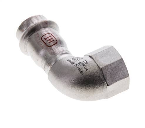 Racor a presión codo de 90 grados - 22 mm hembra y Rp 3/4'' hembra - Acero inoxidable