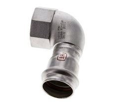 Racor a presión codo de 90 grados - 28 mm hembra y Rp 1'' hembra - Acero inoxidable
