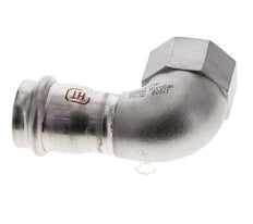Racor a presión codo de 90 grados - 28 mm hembra y Rp 1'' hembra - Acero inoxidable