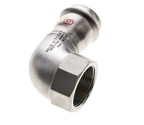 Racor a presión codo de 90 grados - 35 mm hembra y Rp 1-1/4'' hembra - Acero inoxidable