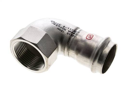 Racor a presión codo de 90 grados - 35 mm hembra y Rp 1-1/4'' hembra - Acero inoxidable