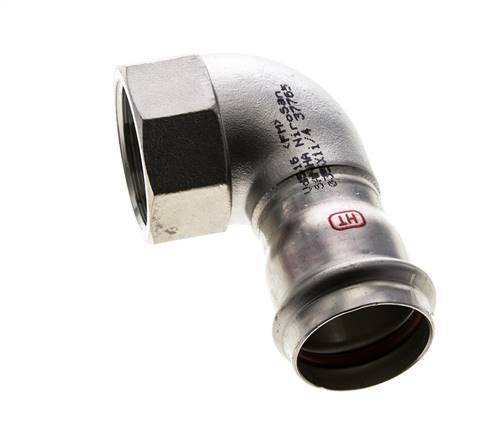 Racor a presión codo de 90 grados - 35 mm hembra y Rp 1-1/4'' hembra - Acero inoxidable