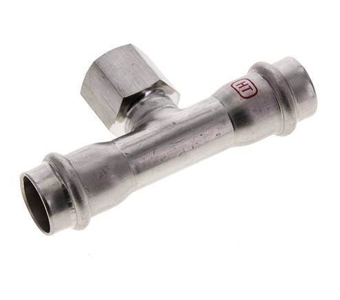 Tee Press Fitting - 18mm Hembra & Rp 1/2'' Hembra - Acero Inoxidable