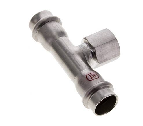Tee Press Fitting - 18mm Hembra & Rp 1/2'' Hembra - Acero Inoxidable