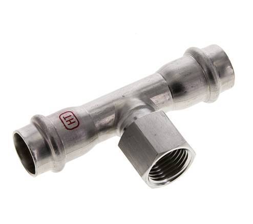 Tee Press Fitting - 18mm Hembra & Rp 1/2'' Hembra - Acero Inoxidable