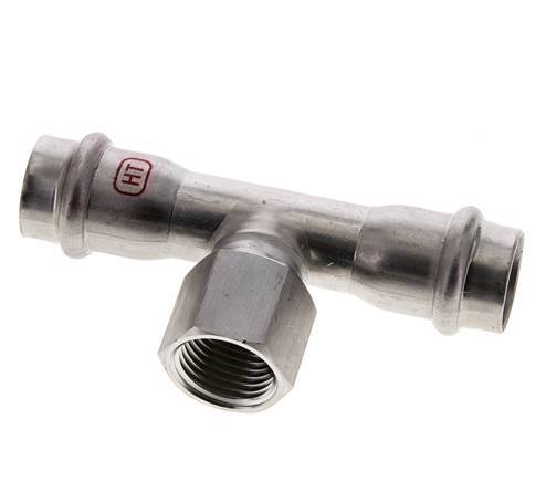 Tee Press Fitting - 18mm Hembra & Rp 1/2'' Hembra - Acero Inoxidable