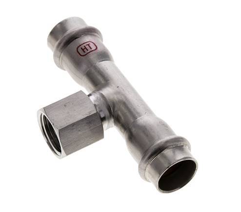 Tee Press Fitting - 18mm Hembra & Rp 1/2'' Hembra - Acero Inoxidable