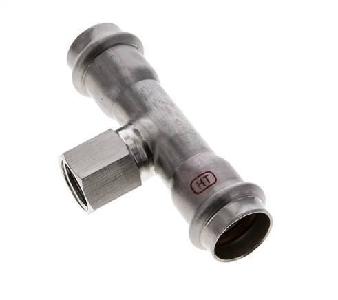 Tee Press Fitting - 22mm Hembra & Rp 1/2'' Hembra - Acero Inoxidable