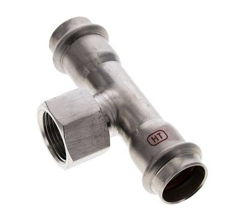 Tee Press Fitting - 22mm Hembra & Rp 3/4'' Hembra - Acero Inoxidable