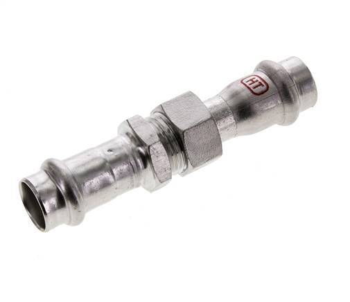 Racor de unión a presión - 15 mm hembra - Acero inoxidable con junta plana