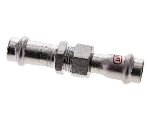 Racor de unión a presión - 15 mm hembra - Acero inoxidable con junta plana