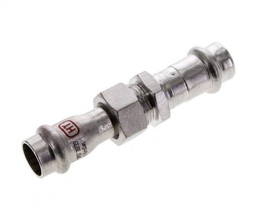 Racor de unión a presión - 15 mm hembra - Acero inoxidable con junta plana