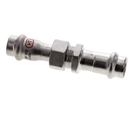 Racor de unión a presión - 15 mm hembra - Acero inoxidable con junta plana