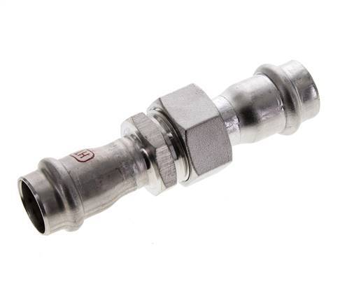 Racor de unión a presión - 18 mm hembra - junta plana de acero inoxidable