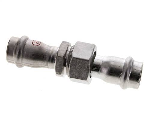 Racor de unión a presión - 18 mm hembra - junta plana de acero inoxidable