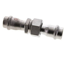 Racor de unión a presión - 18 mm hembra - junta plana de acero inoxidable