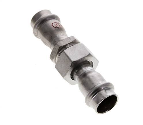 Racor de unión a presión - 18 mm hembra - junta plana de acero inoxidable