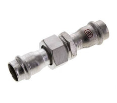 Racor de unión a presión - 18 mm hembra - junta plana de acero inoxidable