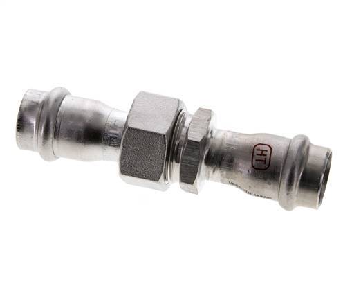 Racor de unión a presión - 18 mm hembra - junta plana de acero inoxidable