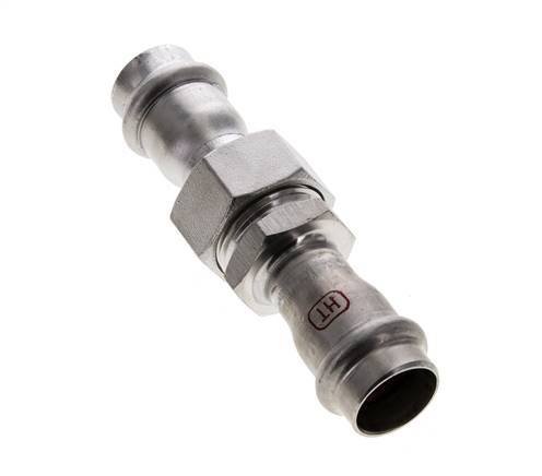 Racor de unión a presión - 18 mm hembra - junta plana de acero inoxidable