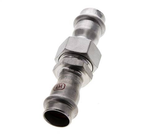 Racor de unión a presión - 18 mm hembra - junta plana de acero inoxidable