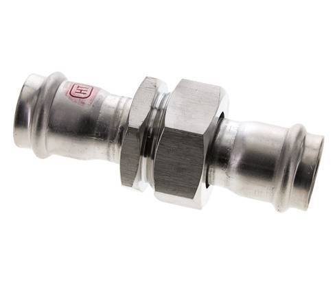 Unión Prensada - 28mm Hembra - Acero Inoxidable Junta Plana