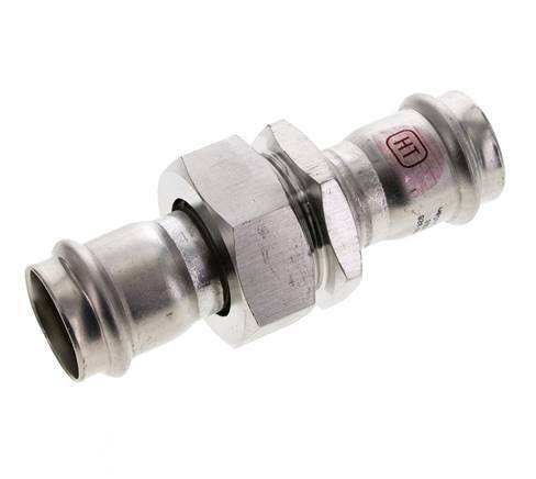 Unión Prensada - 28mm Hembra - Acero Inoxidable Junta Plana