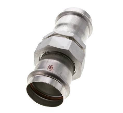 Racor de unión a presión - 54 mm hembra - Acero inoxidable con junta plana
