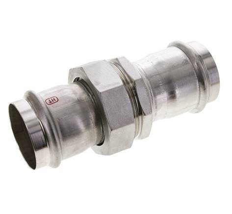 Racor de unión a presión - 54 mm hembra - Acero inoxidable con junta plana