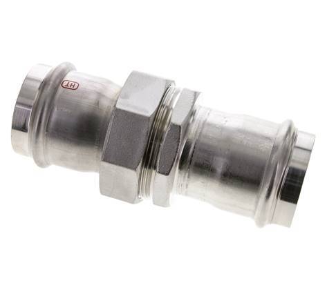 Racor de unión a presión - 54 mm hembra - Acero inoxidable con junta plana