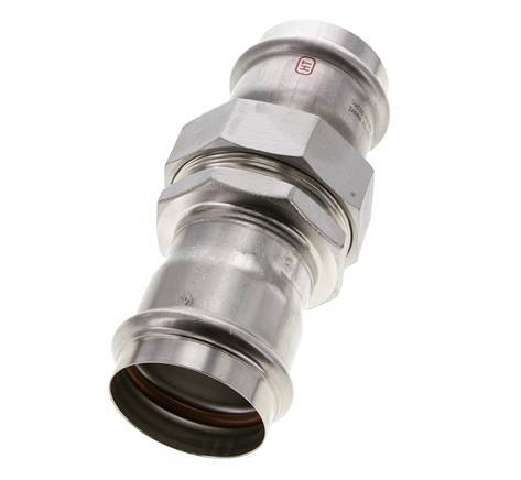 Racor de unión a presión - 54 mm hembra - Acero inoxidable con junta plana