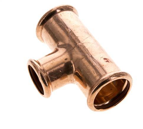 Tee Press Fitting - 28mm Female & 35mm - Copper alloy