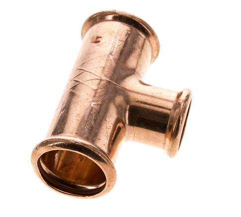 Tee Press Fitting - 28mm Female & 35mm - Copper alloy