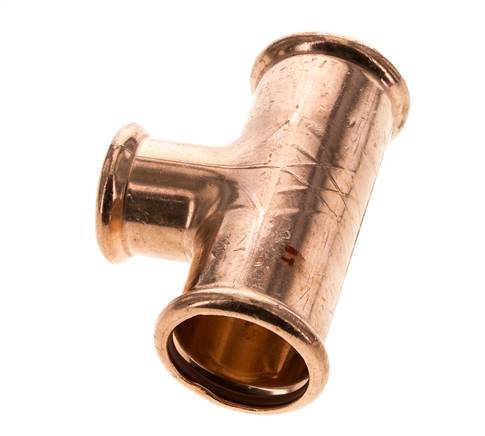 Tee Press Fitting - 28mm Female & 35mm - Copper alloy