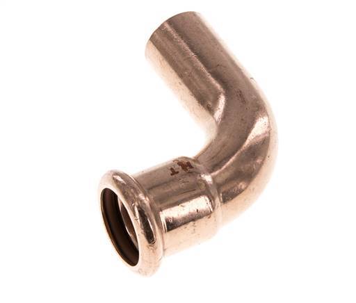 Accesorio a presión codo de 90 grados - 22 mm hembra y 22 mm macho - Aleación de cobre