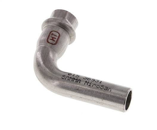 Accesorio a presión codo de 90 grados - 15 mm hembra y 15 mm macho - Acero inoxidable