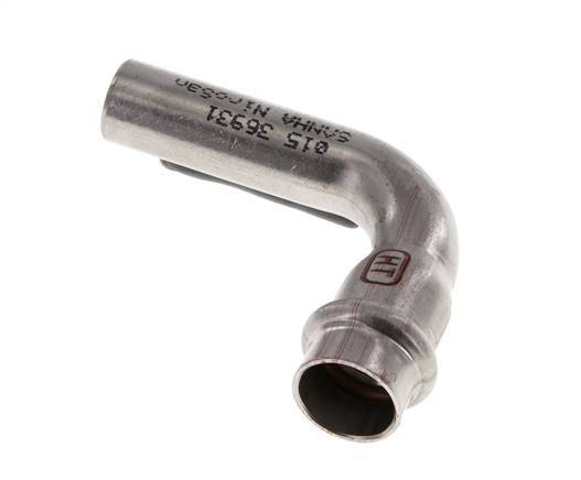 Accesorio a presión codo de 90 grados - 15 mm hembra y 15 mm macho - Acero inoxidable