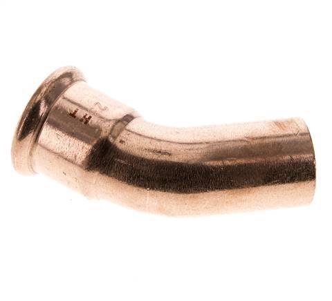 Accesorio a presión codo de 45 grados - 28 mm hembra y 28 mm macho - Aleación de cobre
