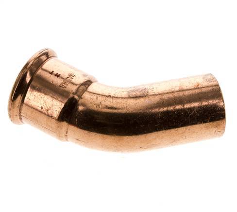 Accesorio a presión codo de 45 grados - 42 mm hembra y 42 mm macho - Aleación de cobre
